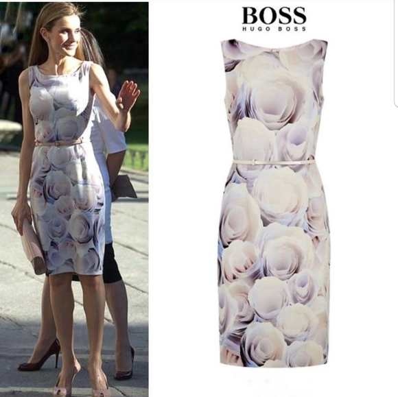 Boss Hugo Floral Rose Print Dress - Picture 1 of 16